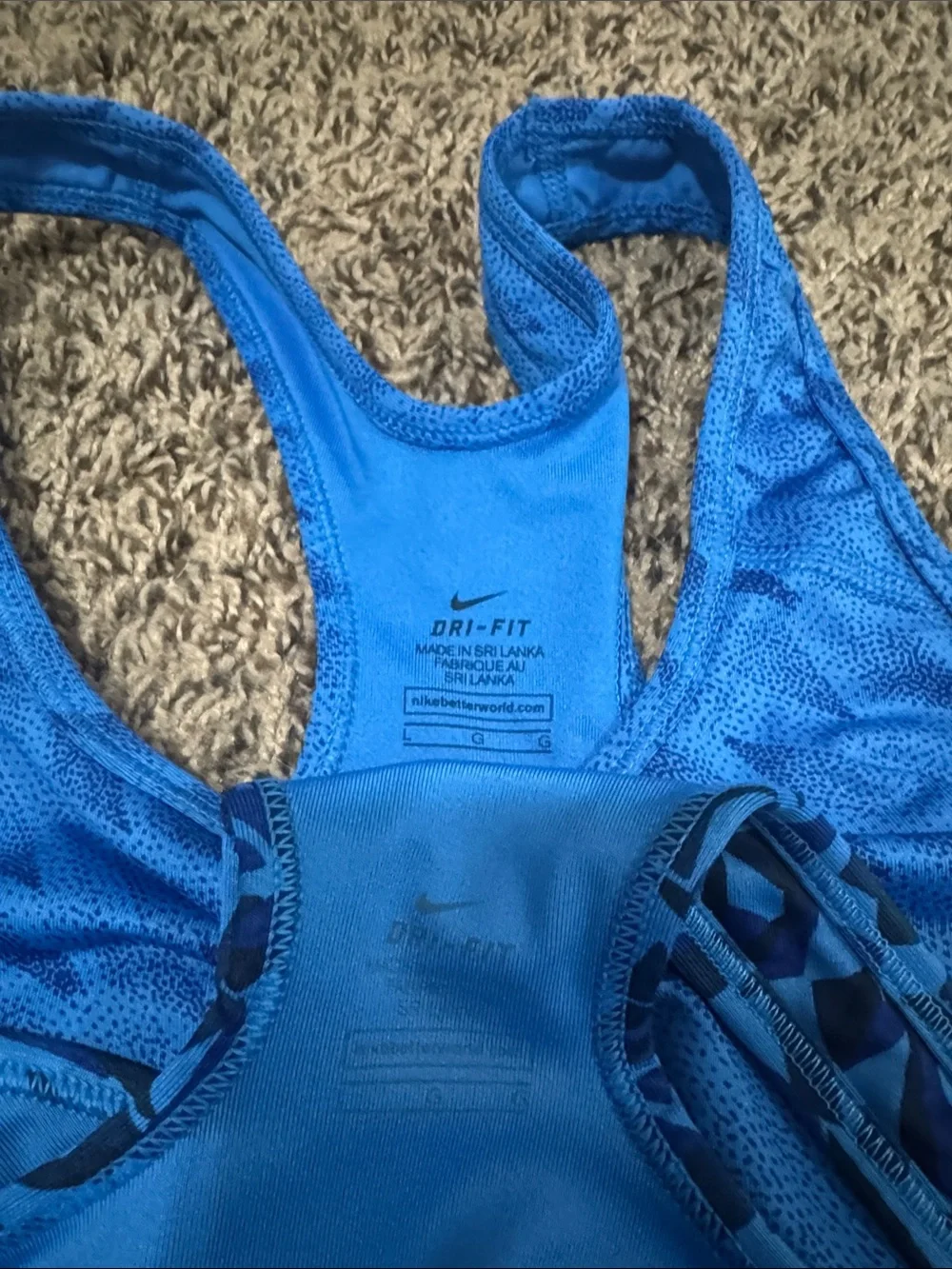 Nike Women's Blue Printed & Solid Racerback Swim Bikini Tops